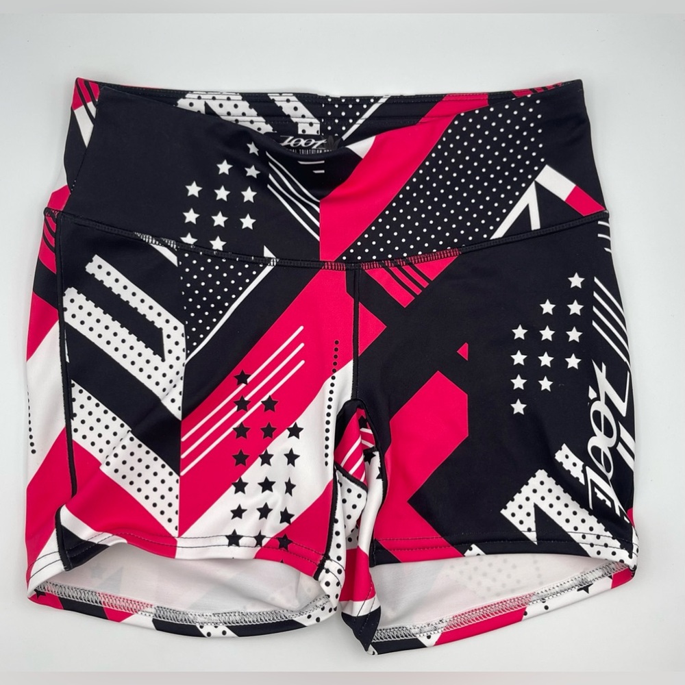 Zoot Women's Black and Pink Geometric Athletic Shorts